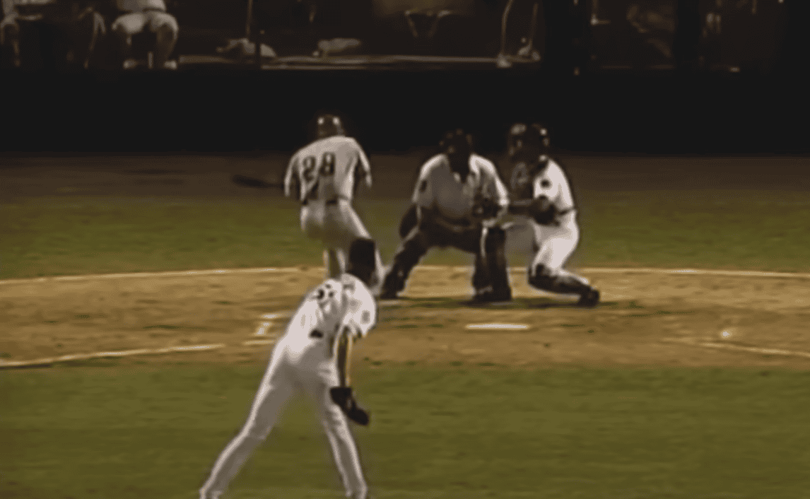 Randy Johnson delivers a pitch to John Kruk during the iconic 1993 All-Star Game.